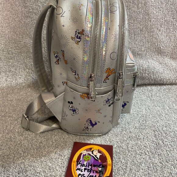 Loungefly Disney Parks 100 Backpack Silver Platinum Mickey Minnie & Friends NWOT main image 4